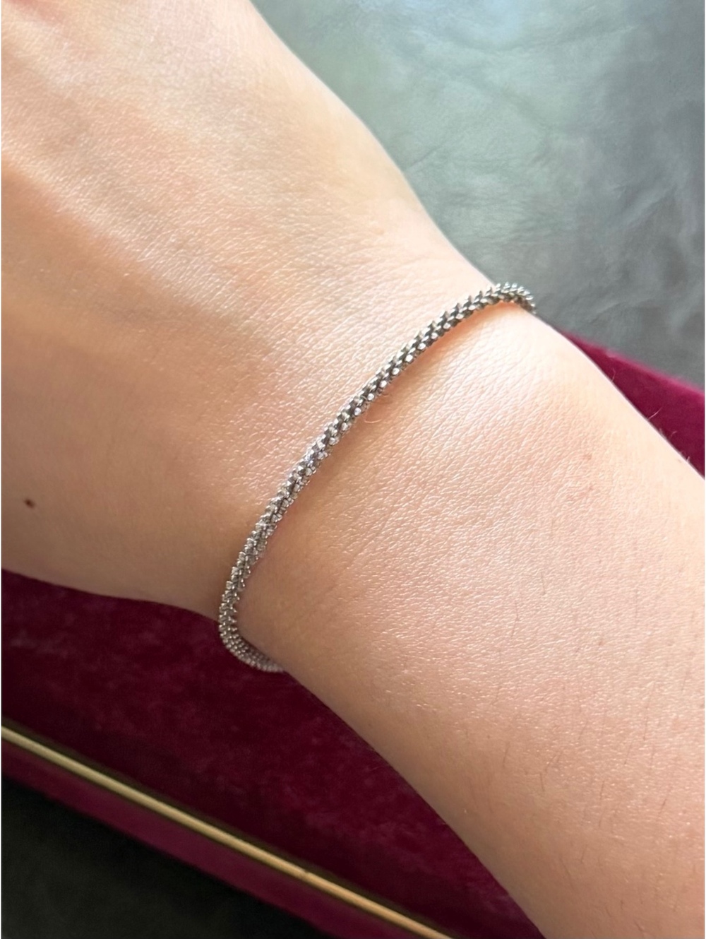 Vintage 1980s 1990s Italian Sterling Silver Woven Raised Pop Corn Chain Bracelet